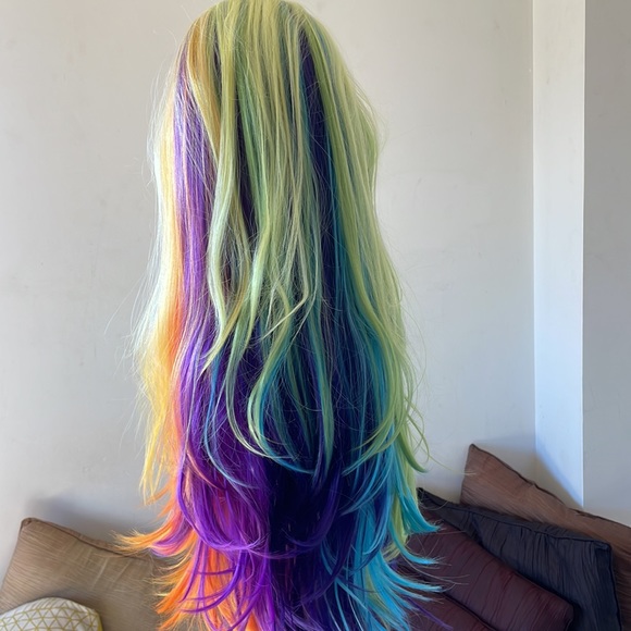 ✨24” 🌈 LEMON LIME-RAINBOW COLORFUL STRAIGHT LACE FRONT WIG *NEW - Picture 10 of 12